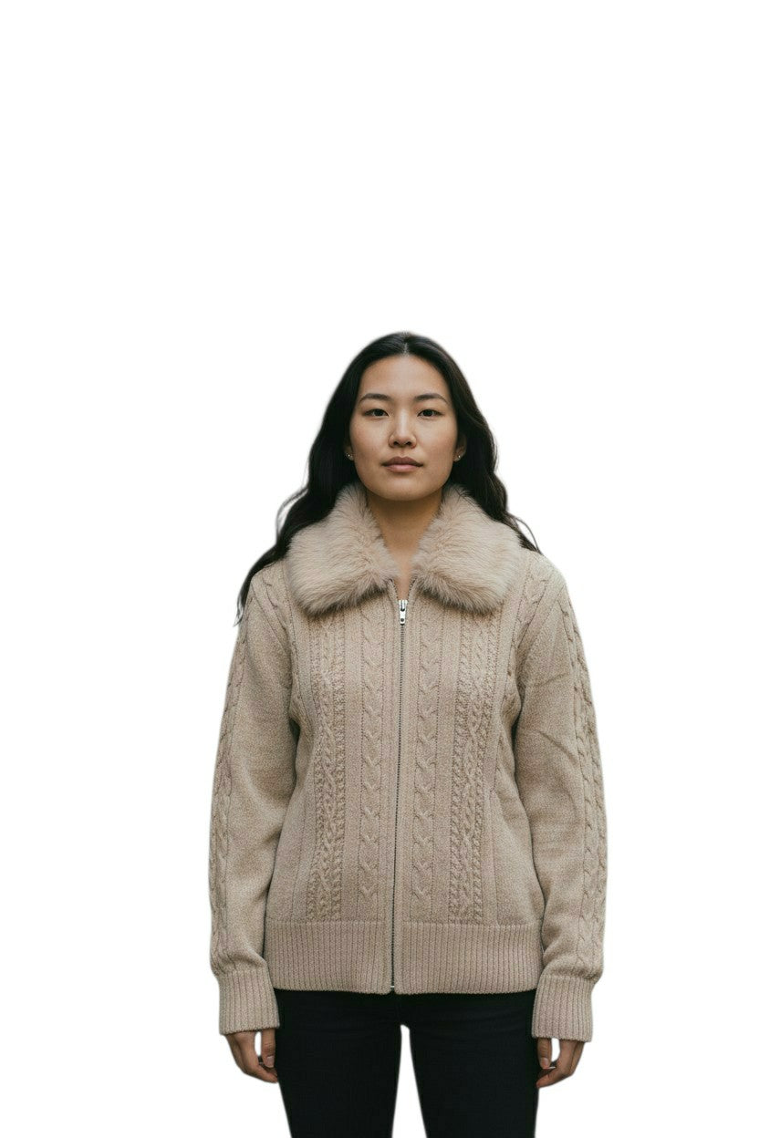 Chaleco con cuello peludo mujer