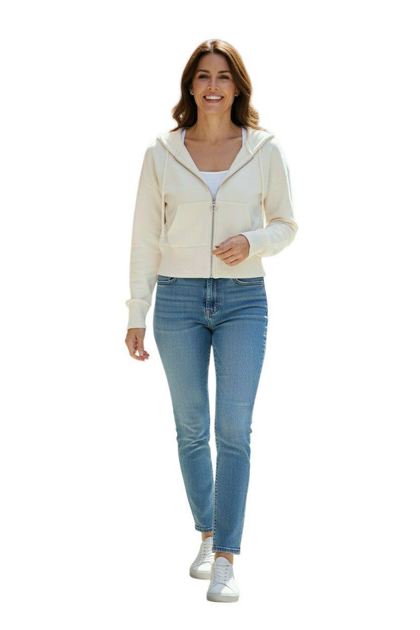 polerón blanco corto mujer
