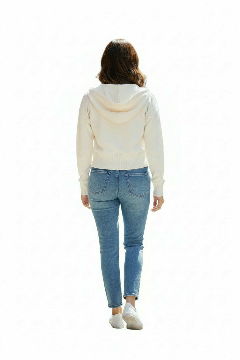 polerón blanco corto mujer