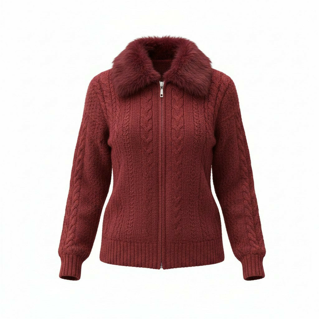 Chaleco rojo italiano cuello peludo
