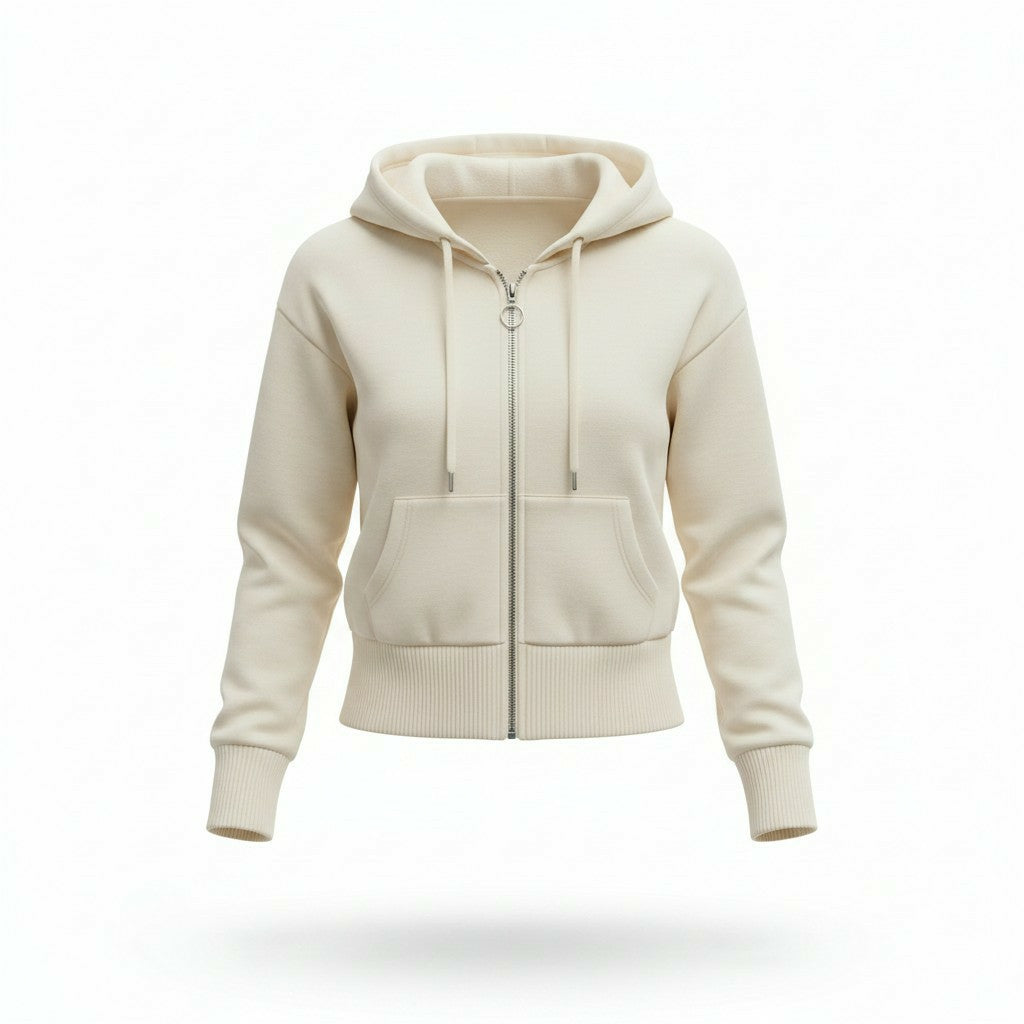 polerón blanco corto mujer